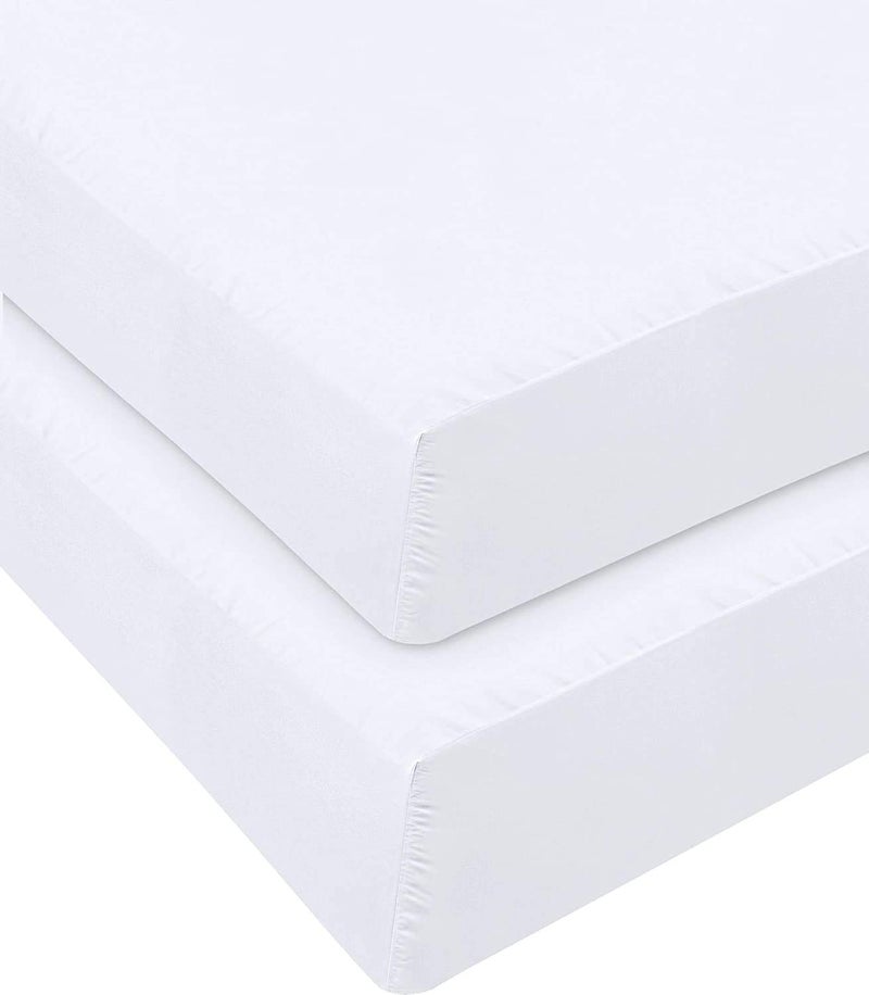 DESTINY CRESCENT BED Microfiber 2 Twin Fitted Bottom Bed Sheets (2-Pack) 1800 Ultra Soft and Comfy - 39"" x 75"" Great for Kids Room  Guest Room  Dorms  Camps  Twin Beds (Twin  White) - Image 4